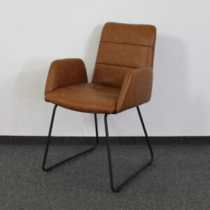Esszimmerstuhl mit Armlehnen Leder braun vintage