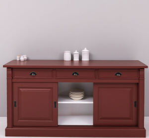 Landhaus Sideboard mit Schiebetüren - Eichenplatte