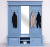 Garderobe mit Spiegel im Landhausstil Himmelblau