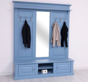 Garderobe mit Spiegel im Landhausstil Himmelblau