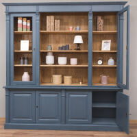 BÃ¼cherschrank mit GlastÃ¼ren im Landhausstil Nachtblau