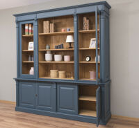 Bücherschrank mit Glastüren im Landhausstil Nachtblau