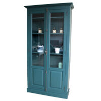 Büchervitrine Landhausstil ozeanblau