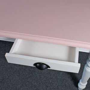 Shabby Landhaustisch altweiß mit rosa Platte, 180 cm