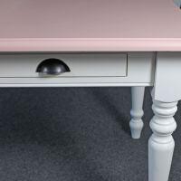 Shabby Landhaustisch altweiß mit rosa Platte, 180 cm