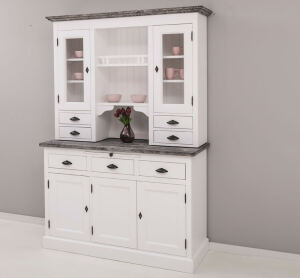 Esszimmer Buffetschrank Landhausstil weiß-anthrazitgrau