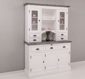 Esszimmer Buffetschrank Landhausstil weiß-anthrazitgrau