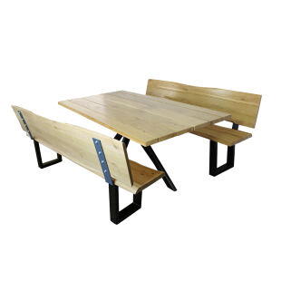 Terrassen-Sitzgruppe Spiderfuß-Tisch, inkl. 2 Bänke mit Lehne