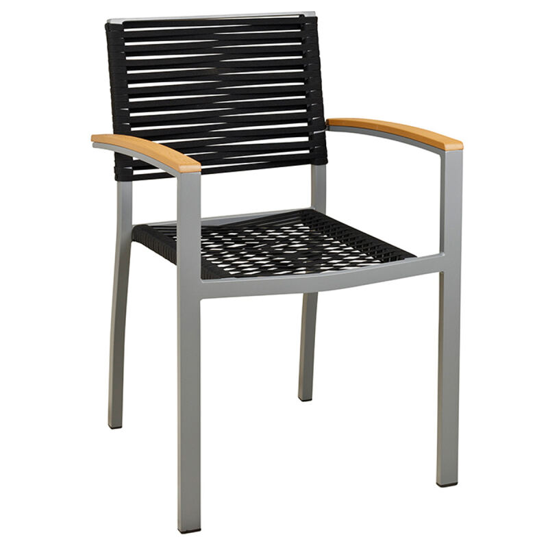 Schlichter Terrassensessel mit Textylen-Geflecht, stapelbar