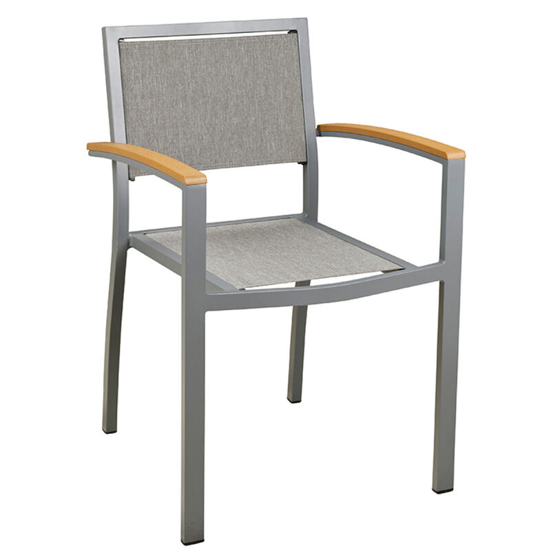 Grauer Terrassenstuhl aus Aluminium
