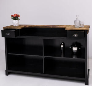 Langer Massivholz Bartresen schwarz-braun - 180 cm