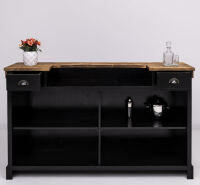 Langer Massivholz Bartresen schwarz-braun - 180 cm