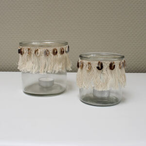 Sommerliche Windlichter mit Muscheln, 2er Set