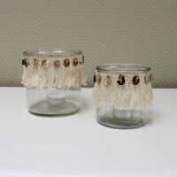 Sommerliche Windlichter mit Muscheln, 2er Set