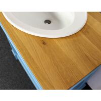 Blauer Waschtisch im Landhausstil - Eichenplatte