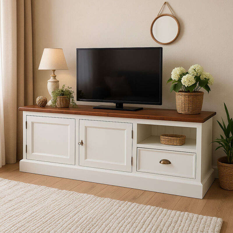 Landhausstil TV-Board weiß-mahagoni - 160cm