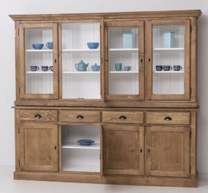 Großer Landhausstil Buffetschrank braun-weiß