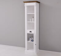 Schmaler Badezimmer Hochschrank weiß, braun
