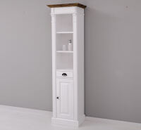 Schmaler Badezimmer Hochschrank weiß, braun