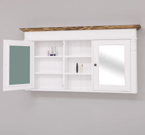Landhaus Bad Spiegelschrank, 2 Spiegel weiß-braun