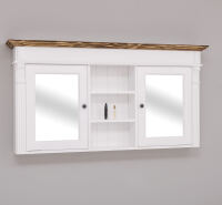 Landhaus Bad Spiegelschrank, 2 Spiegel weiß-braun