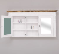 Landhaus Bad Spiegelschrank, 2 Spiegel weiß-braun