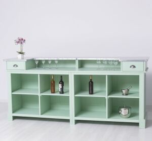 Massivholz Tresen Landhausstil Mint-Pastellgrün - Zinkplatte