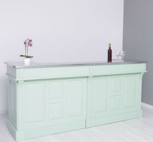 Massivholz Tresen Landhausstil Mint-Pastellgrün - Zinkplatte