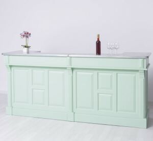 Massivholz Tresen Landhausstil Mint-Pastellgrün - Zinkplatte