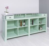Massivholz Tresen Landhausstil Mint-Pastellgrün - Zinkplatte