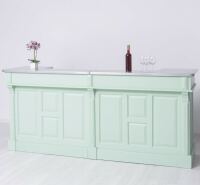 Massivholz Tresen Landhausstil Mint-Pastellgrün - Zinkplatte