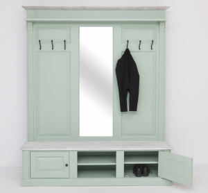 Landhaus Garderobe Mint-Pastellgrün, mit Spiegel