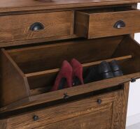 Landhausstil Schuhkipper inkl. Fullsize-Spiegel - Eiche