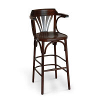 Vintage Barhocker mit Lehne Nussbaum dunkel
