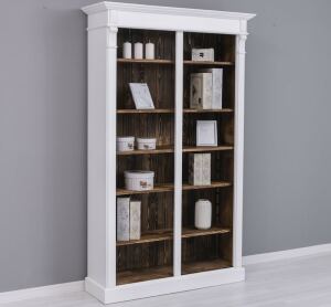 Landhausstil Holzregal Salzburg, weiß-braun