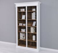 Landhausstil Holzregal Salzburg, weiß-braun