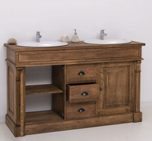 Eiche Waschtisch Landhausstil mit Becken, braun