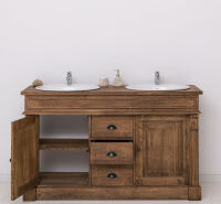Eiche Waschtisch Landhausstil mit Becken, braun