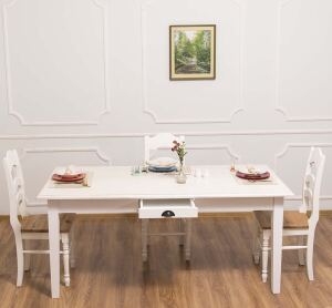 Bauernhaus Esstisch (180cm) mit Schublade - Wildeiche