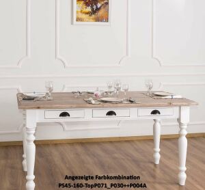 Esstisch Paris (160cm) mit drei Schubladen - Wildeicheplatte