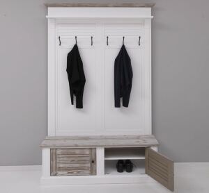 Garderobe mit Sitzbank weiß Vintage