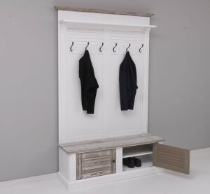 Garderobe mit Sitzbank weiß Vintage