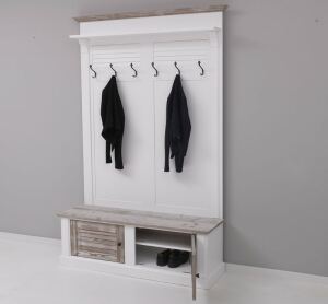 Garderobe mit Sitzbank weiß Vintage