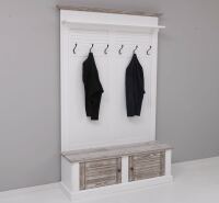 Garderobe mit Sitzbank weiß Vintage