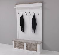 Garderobe mit Sitzbank weiß Vintage