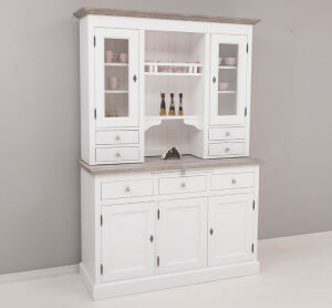 Buffetschrank Vintage weiß mit Eiche Kranz