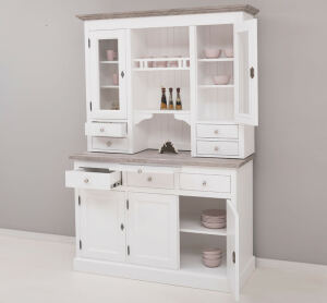 Buffetschrank Vintage weiß mit Eiche Kranz