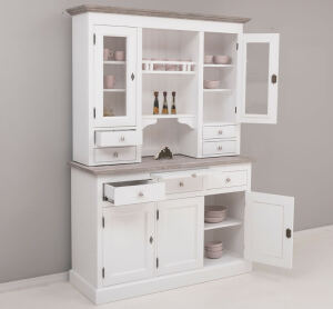 Buffetschrank Vintage weiß mit Eiche Kranz