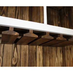 Barschrank Vintage weiß braun Massivholz