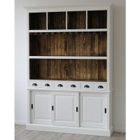Barschrank Vintage weiß braun Massivholz